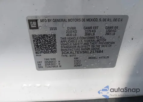 2019 GMC Terrain Sle z USA, uszkodzony, nr VIN 3GKALTEV5KL217684